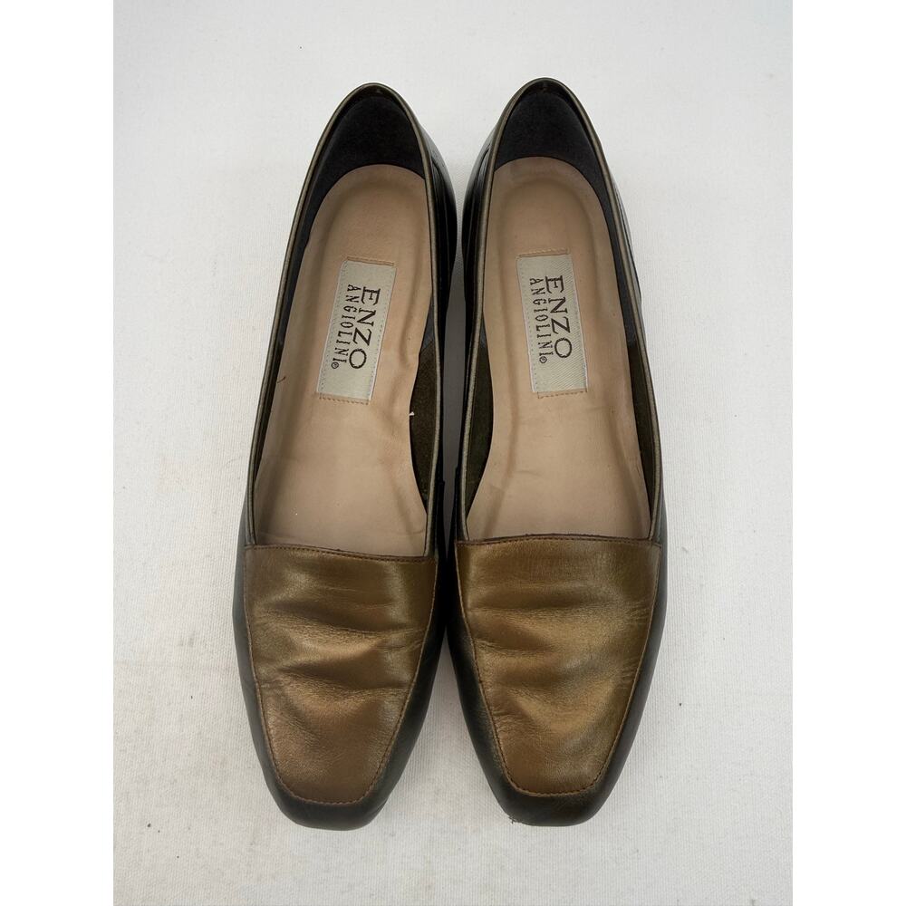 Enzo‎ Angiolini Metallic Liberty Leather Square Toe Classic Loafers Size 8M